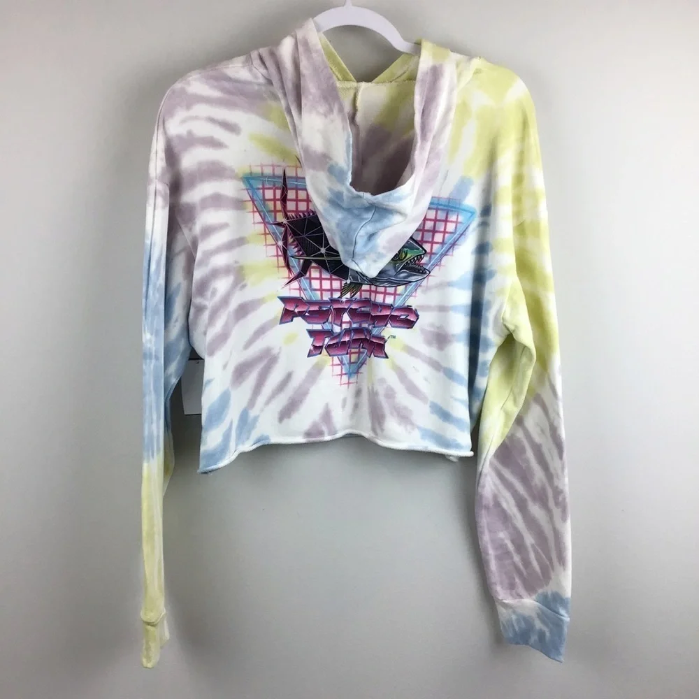 NWT Psycho Tuna Tie Dye Crop Neon Geo Hoodie | Medium
